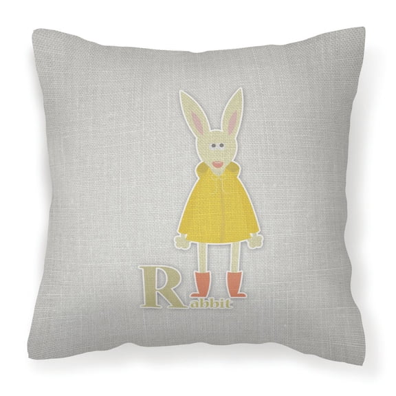 Carolines Treasures BB5743PW1818 Alphabet R for Rabbit Fabric Decorative Pillow  18H x18W multicolor