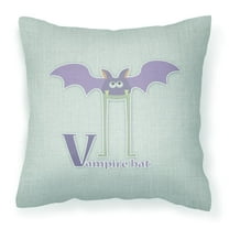 Carolines Treasures BB5747PW1414 Alphabet V for Vampire Bat Fabric Decorative Pillow 14Hx14W multicolor