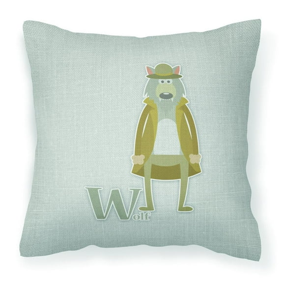 Carolines Treasures BB5748PW1818 Alphabet W for Wolf Fabric Decorative Pillow  18H x18W multicolor
