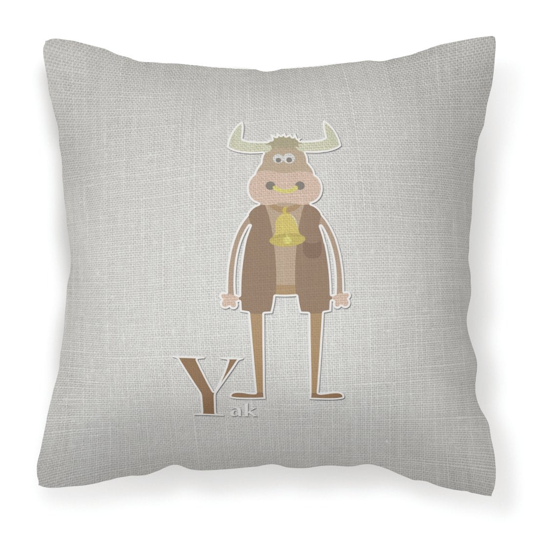 Carolines Treasures BB5750PW1414 Alphabet Y for Yak Fabric Decorative Pillow 14Hx14W multicolor