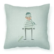 Carolines Treasures BB5751PW1818 Alphabet Z for Zebra Fabric Decorative Pillow  18H x18W multicolor