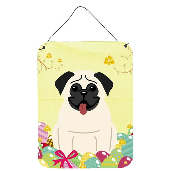 Carolines Treasures BB6004DS1216 Easter Eggs Pug Cream Wall or Door Hanging Prints