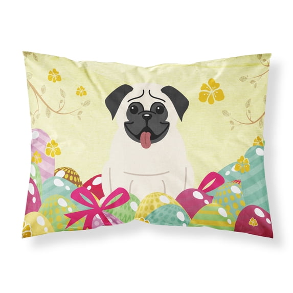 Carolines Treasures BB6004PILLOWCASE Easter Eggs Pug Cream Fabric Standard Pillowcase Standard multicolor
