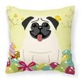 thumbnail image 1 of Carolines Treasures BB6004PW1818 Easter Eggs Pug Cream Fabric Decorative Pillow, 1 of 2