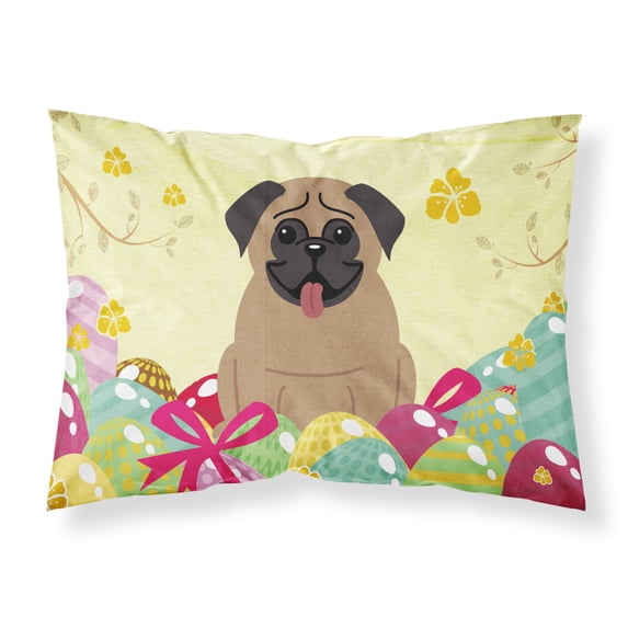 Carolines Treasures BB6005PILLOWCASE Easter Eggs Pug Brown Fabric Standard Pillowcase Standard multicolor