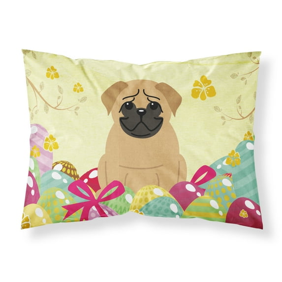 Carolines Treasures BB6007PILLOWCASE Easter Eggs Pug Brown Fabric Standard Pillowcase Standard multicolor