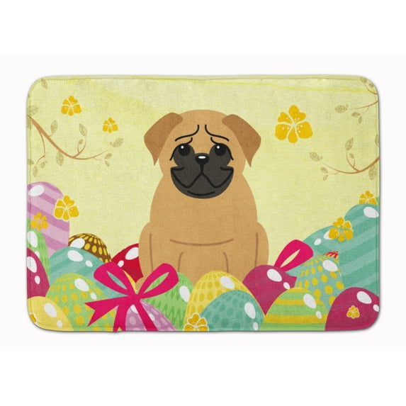 Carolines Treasures BB6007RUG Easter Eggs Pug Brown Machine Washable Memory Foam Mat 19 X 27" multicolor