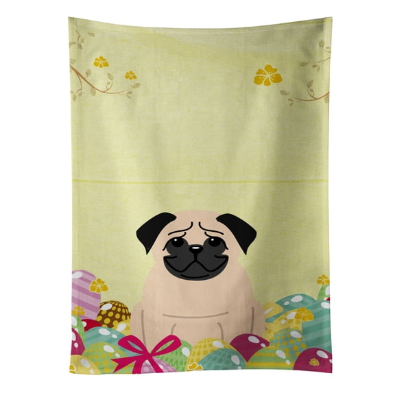 Carolines Treasures BB6008KTWL Easter Eggs Pug Fawn Kitchen Towel 15 X 28" multicolor
