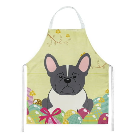 Carolines Treasures BB6012APRON Easter Eggs French Bulldog Black White Apron Large multicolor