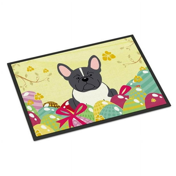 Carolines Treasures BB6012JMAT 24 x 36 in. Easter Eggs French Bulldog Black White Indoor or Outdoor Mat