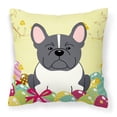 thumbnail image 1 of Carolines Treasures BB6012PW1818 Easter Eggs French Bulldog Black & White Fabric Decorative Pillow, 1 of 2