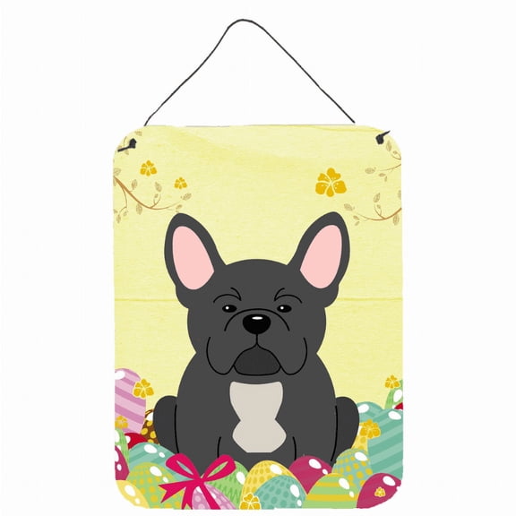Carolines Treasures BB6014DS1216 Easter Eggs French Bulldog Black Wall or Door Hanging Prints