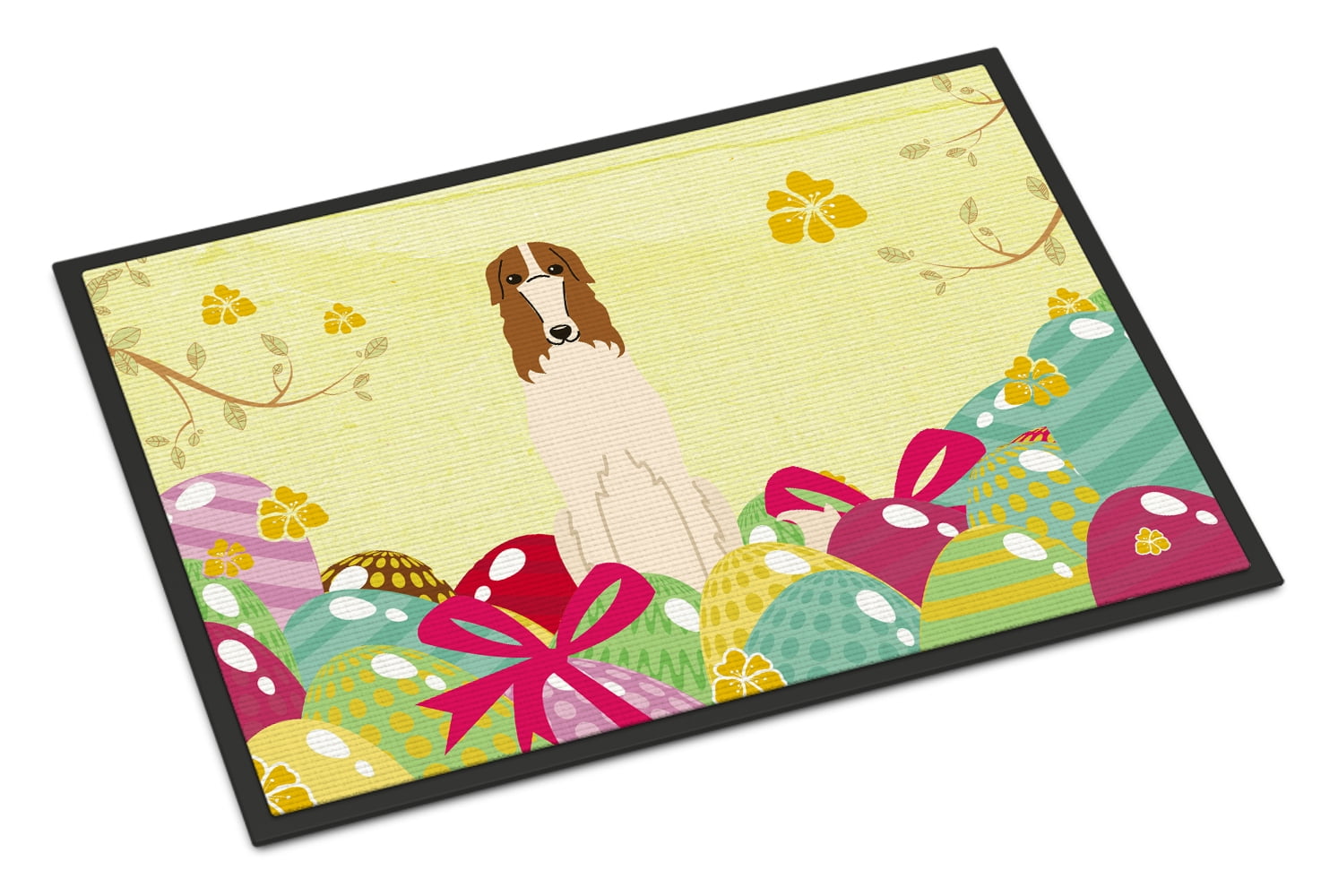 Carolines Treasures BB6023JMAT 24 x 36 in. Easter Eggs Borzoi Indoor or Outdoor Mat