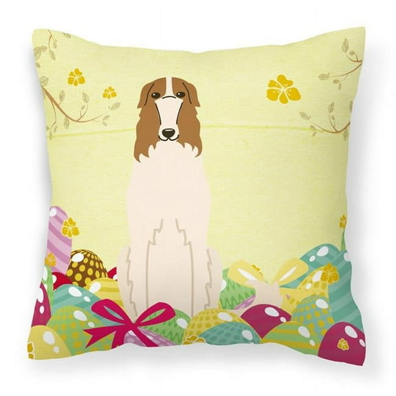 Carolines Treasures BB6023PW1818 Easter Eggs Borzoi Fabric Decorative Pillow