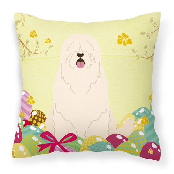 Carolines Treasures BB6024PW1818 Easter Eggs South Russian Sheepdog Fabric Decorative Pillow
