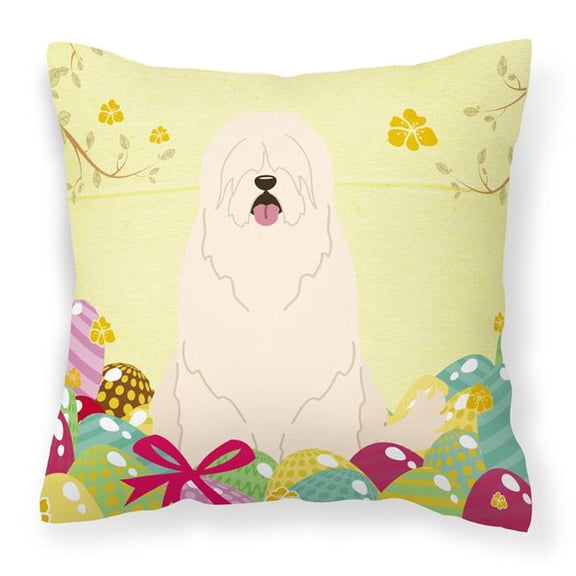 Carolines Treasures BB6024PW1818 Easter Eggs South Russian Sheepdog Fabric Decorative Pillow