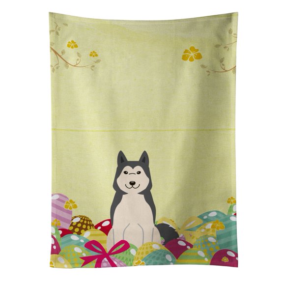 Carolines Treasures BB6025KTWL Easter Eggs West Siberian Laika Spitz Kitchen Towel 15 X 28" multicolor