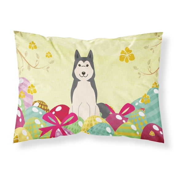 Carolines Treasures BB6025PILLOWCASE Easter Eggs West Siberian Laika Spitz Fabric Standard Pillowcase Standard