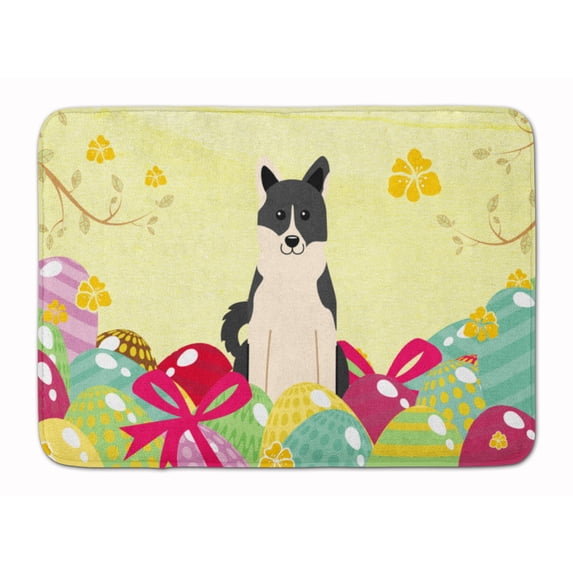 Carolines Treasures BB6029RUG Easter Eggs Russo-European Laika Spitz Machine Washable Memory Foam Mat 19 X 27"