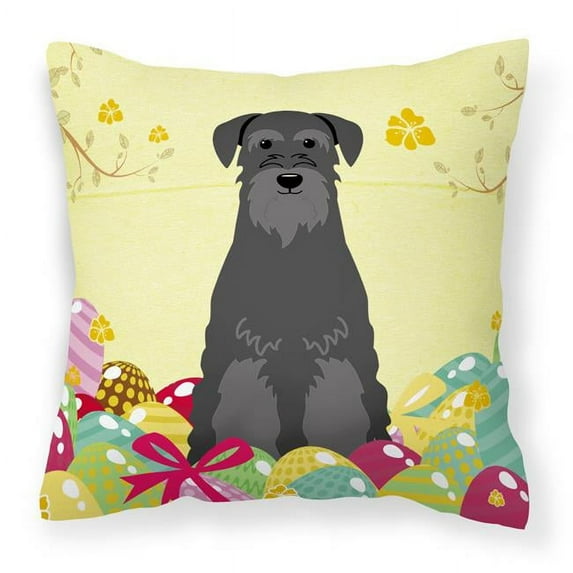Carolines Treasures BB6032PW1414 Easter Eggs Standard Schnauzer Black Fabric Decorative Pillow