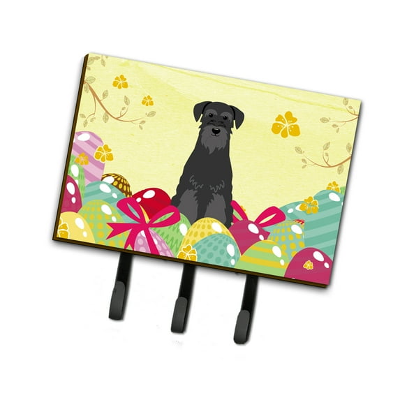 Carolines Treasures BB6032TH68 Easter Eggs Standard Schnauzer Black Leash or Key Holder Triple multicolor