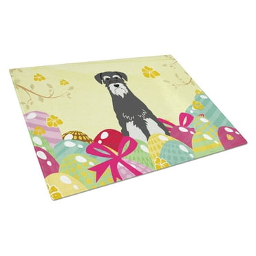 Carolines Treasures BB6033LCB Easter Eggs Standard Schnauzer Salt and Pepper Glass Cutting Board Large, 12H x 16W,