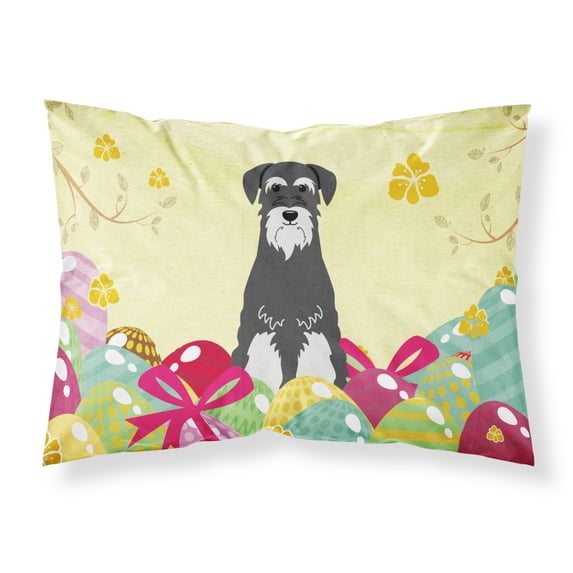 Carolines Treasures BB6033PILLOWCASE Easter Eggs Standard Schnauzer Salt and Pepper Fabric Standard Pillowcase Standard