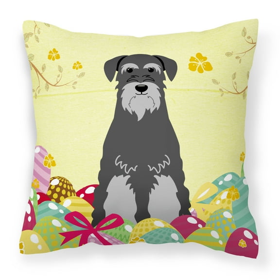 Carolines Treasures BB6034PW1414 Easter Eggs Standard Schnauzer Black Grey Fabric Decorative Pillow