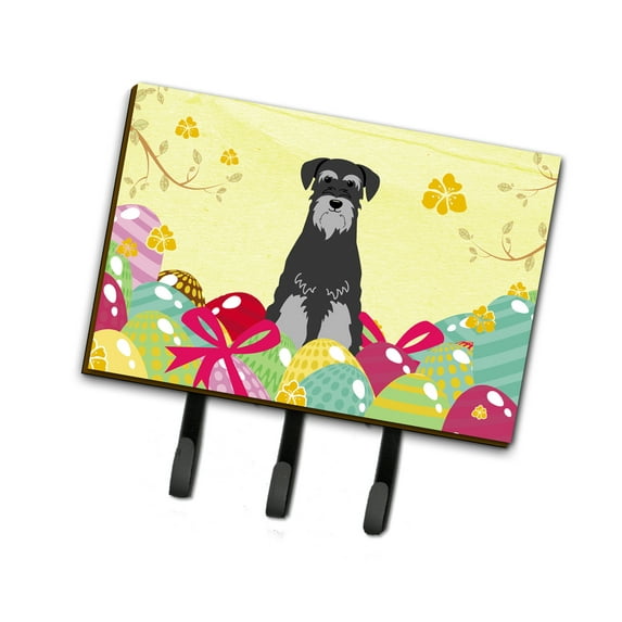Carolines Treasures BB6034TH68 Easter Eggs Standard Schnauzer Black Grey Leash or Key Holder Triple multicolor