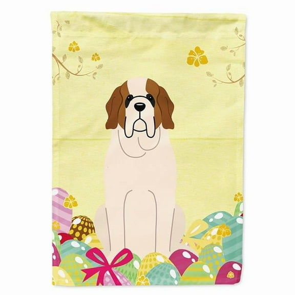 Carolines Treasures BB6035GF Easter Eggs Saint Bernard Garden Size Flag