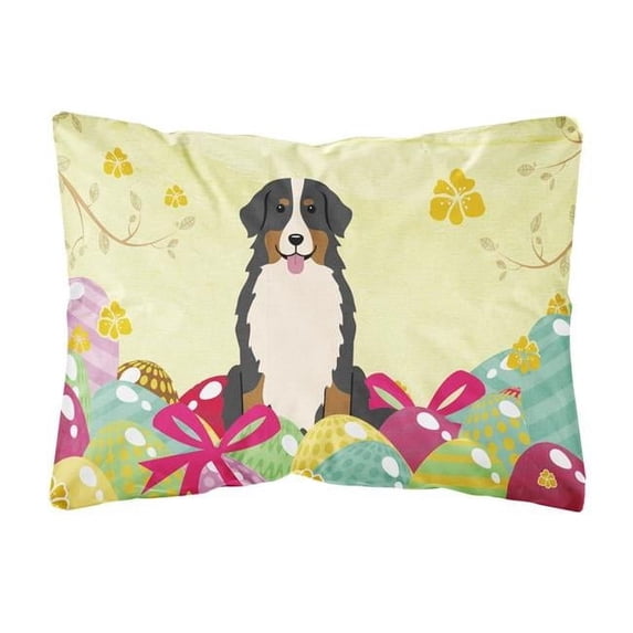 Carolines Treasures BB6036PW1216 Easter Eggs Bernese Mountain Dog Canvas Fabric Decorative Pillow, 12H x16W, multicolor