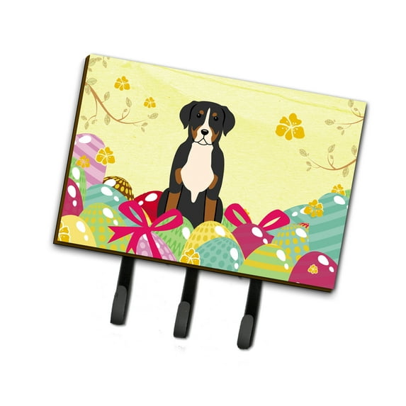 Carolines Treasures BB6037TH68 Easter Eggs Greater Swiss Mountain Dog Leash or Key Holder Triple multicolor