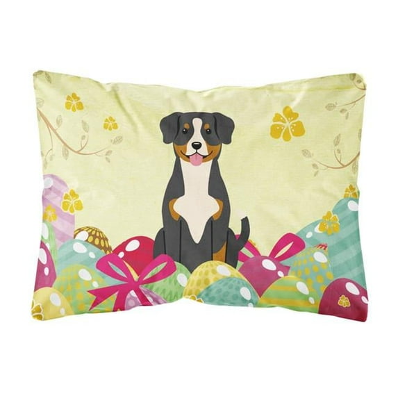 Carolines Treasures BB6038PW1216 Easter Eggs Entlebucher Canvas Fabric Decorative Pillow, 12H x16W, multicolor