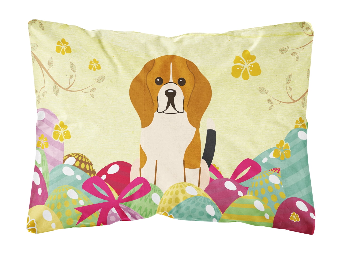 Easter Eggs Beagle Tricolor Canvas Fabric Decorative Pillow