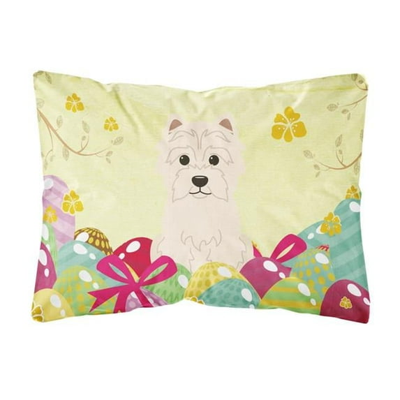 Carolines Treasures BB6042PW1216 Easter Eggs Westie Canvas Fabric Decorative Pillow, 12H x16W, multicolor