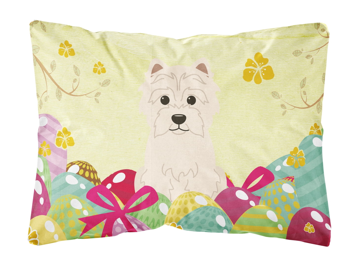 Carolines Treasures BB6042PW1216 Easter Eggs Westie Canvas Fabric Decorative Pillow, 12H x16W, multicolor