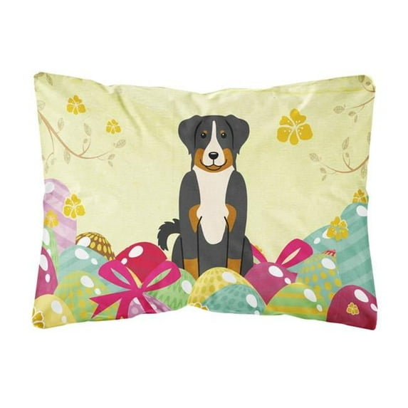 Carolines Treasures BB6043PW1216 Easter Eggs Appenzeller Sennenhund Canvas Fabric Decorative Pillow, 12H x16W,