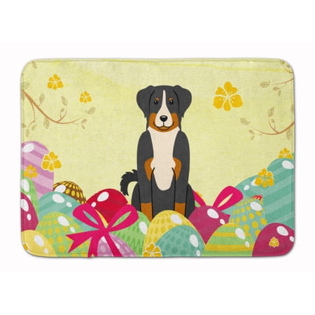 Carolines Treasures BB6043RUG Easter Eggs Appenzeller Sennenhund Machine Washable Memory Foam Mat 19 X 27" multicolor