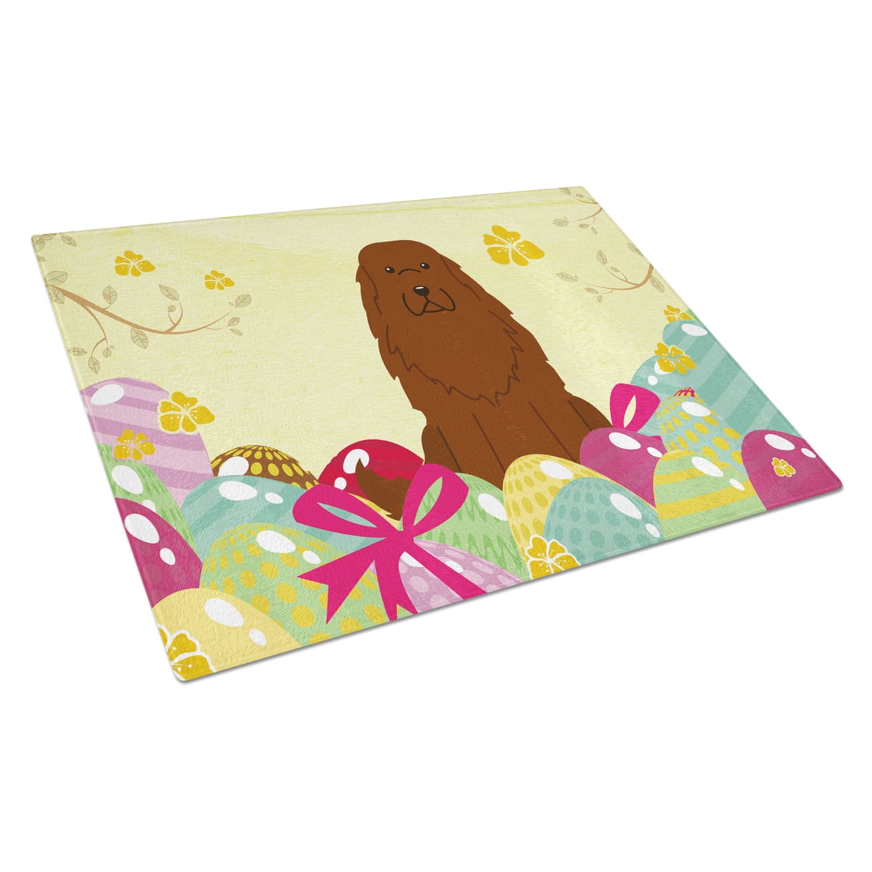 Carolines Treasures BB6050LCB Easter Eggs Caucasian Shepherd Dog Glass Cutting Board Large, 12H x 16W, multicolor