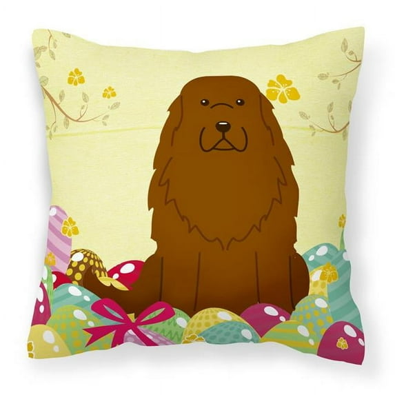 Caroline's Treasures BB6050PW1414 Easter Eggs Caucasian Shepherd Dog Fabric Decorative Pillow , 14Hx14W, multicolor