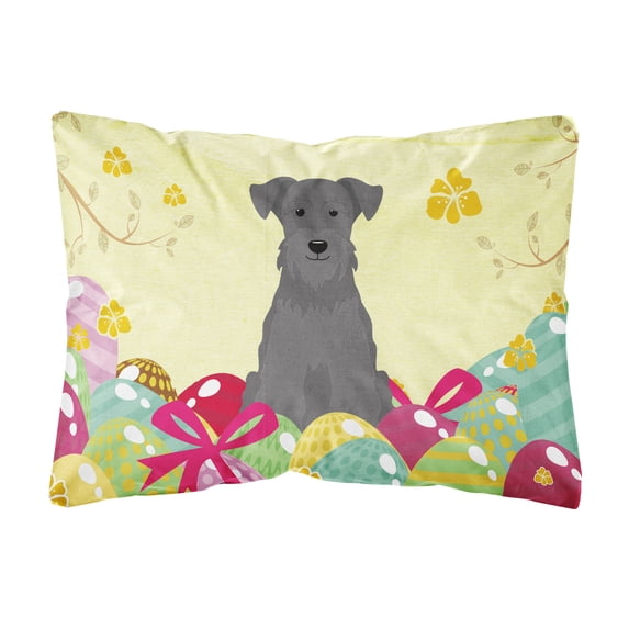 Carolines Treasures BB6051PW1216 Easter Eggs Miniature Schnauzer Black Canvas Fabric Decorative Pillow, 12H x16W,