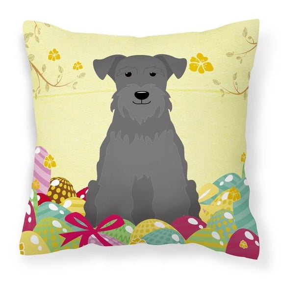 Easter Eggs Miniature Schanuzer Black Fabric Decorative Pillow