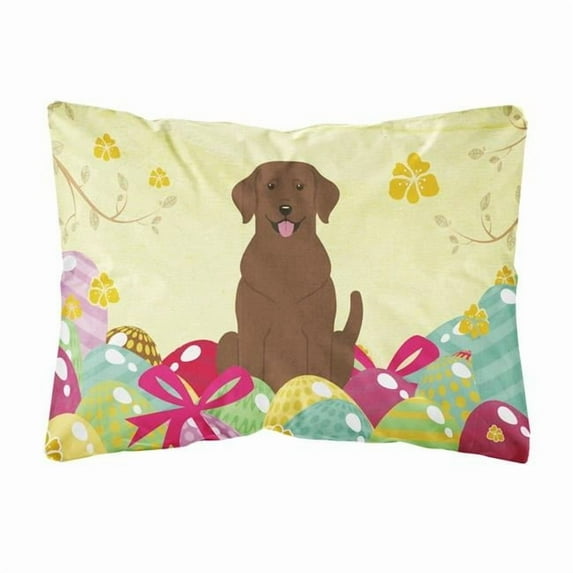 Carolines Treasures BB6056PW1216 Easter Eggs Chocolate Labrador Canvas Fabric Decorative Pillow, 12H x16W, multicolor