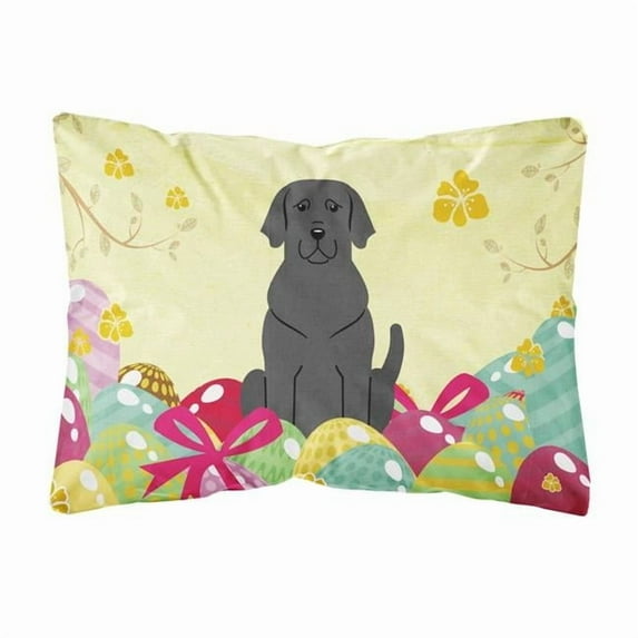 Carolines Treasures BB6057PW1216 Easter Eggs Black Labrador Canvas Fabric Decorative Pillow