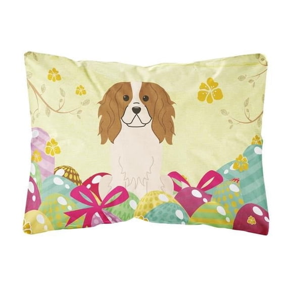 Carolines Treasures BB6058PW1216 Easter Eggs Cavalier Spaniel Canvas Fabric Decorative Pillow, 12H x16W, multicolor