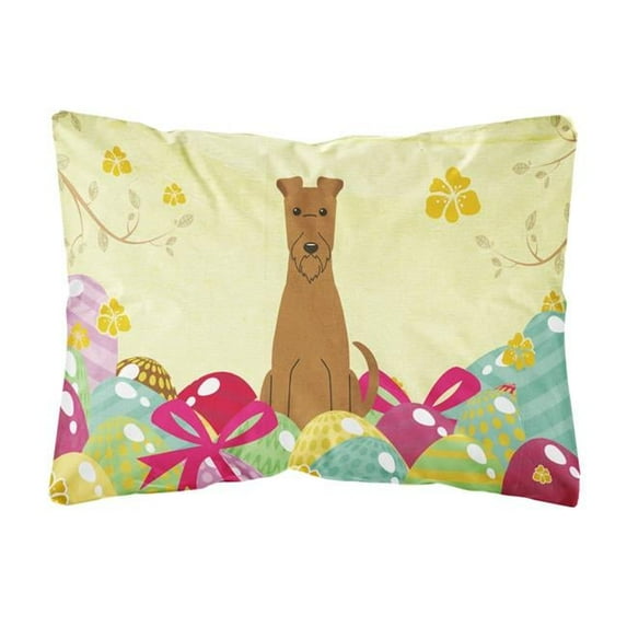Carolines Treasures BB6062PW1216 Easter Eggs Irish Terrier Canvas Fabric Decorative Pillow, 12H x16W, multicolor