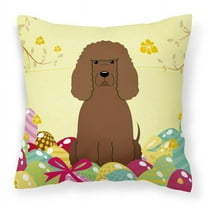 Carolines Treasures BB6063PW1414 Easter Eggs Irish Water Spaniel Fabric Decorative Pillow