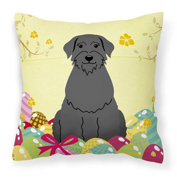 Carolines Treasures BB6066PW1818 Easter Eggs Giant Schnauzer Fabric Decorative Pillow