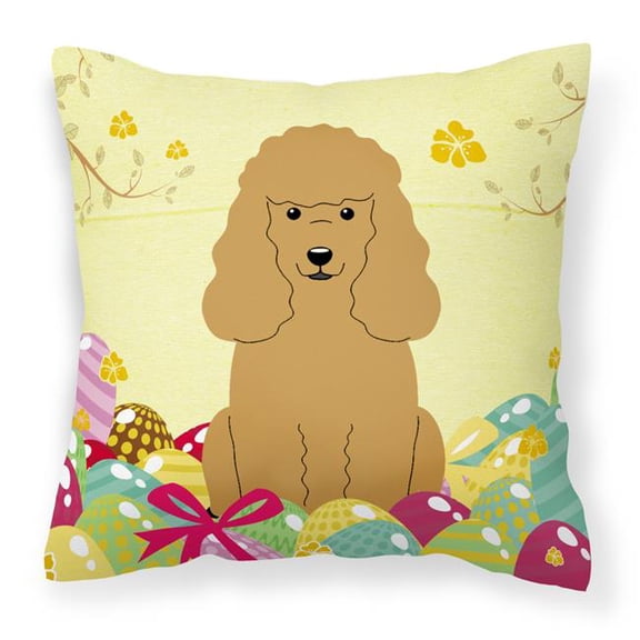Caroline's Treasures BB6069PW1414 Easter Eggs Poodle Tan Fabric Decorative Pillow , 14Hx14W, multicolor