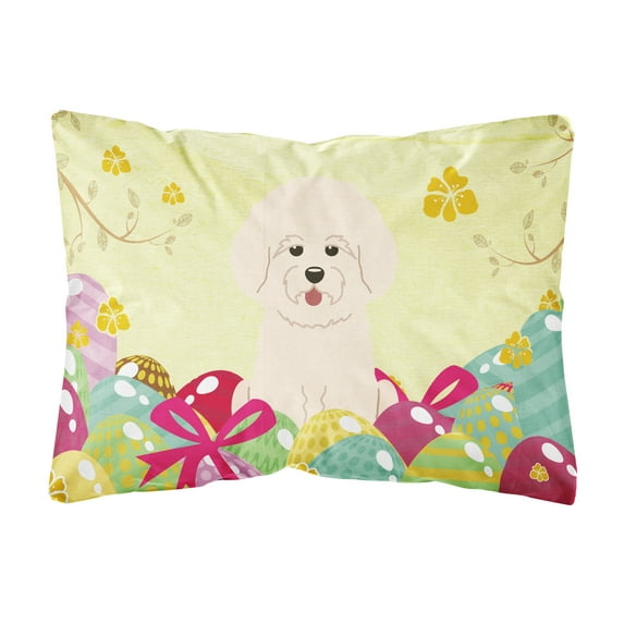Carolines Treasures BB6075PW1216 Easter Eggs Bichon Frise Canvas Fabric Decorative Pillow, 12H x16W, multicolor